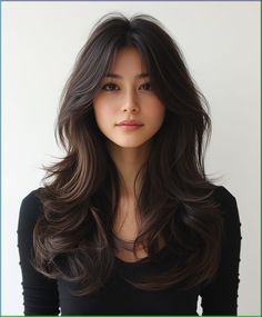 Haircuts Korean, Haircuts Wavy, Dark Fall Hair, Asian Haircut, Long Hair Tips, Haircut Inspo