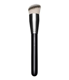 Its round and slightly-domed slanted shapepaired with densely-packed luxuriously-soft synthetic fibersmakes this brush ideal for applying&#x2C; buffing out and blending thick creams and liquids with a smooth&#x2C; even finish.  Works especially well with MAC Studio Tech.  MAC professional brushes are hand-sculpted and assembled using the finest-quality materials.  They feature wood handles with nickel-plated brass ferrules. Mac Brush, Mac Brushes, Makeup List, Best Makeup Brushes, Mac Studio, Beautiful Eye Makeup, Wood Handles, Eyeliner Brush, Mac Makeup