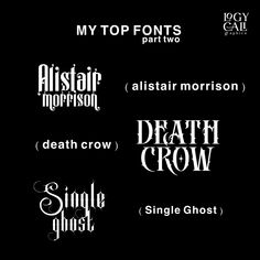 four different font styles on a black background