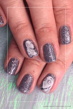 Frankenweenie Nails Frankenweenie Nails, Victor Frankenstein, Amazing Nail Designs, Tim Burton Movie, Whimsical Fashion, Nail Art Ideas, Tim Burton, Frankenstein, Spooky Season