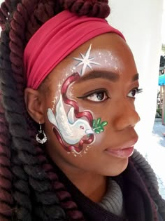 Kimmi Nicole‎ Dove for Christmas time Face Decor, Xmas Makeup, Professional Face Paint, Blessed Christmas, Winter Face, Painted Faces