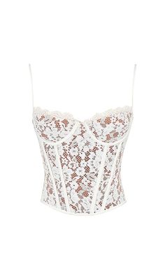 Introducing the MILA Ivory Lace Underwired Corset TopExperience the epitome of romance and elegance with the MILA Ivory Lace Underwired Corset Top. Crafted from delicate flowers and trimmed with the softest satin, this corset top is designed to make you feel beautiful and confident.Key Features: Sweetheart neckline with lightly padded underwired cups for gentle lift and support Longer length waist-nipping corset for an ultra-flattering silhouette Adjustable satin straps for the perfect fit Zippe Wedding Corset With Delicate Lace, Feminine Delicate Lace Fitted Corset, Elegant Corset With Sweetheart Neckline And Delicate Lace, Elegant Lace Corset With Delicate Detail, Elegant Lace Wedding Corset, Elegant Summer Lace Corset, Elegant Lace Wedding Night Corset, Elegant Summer Lace Bodice Corset, Elegant Lace Corset For Wedding Night