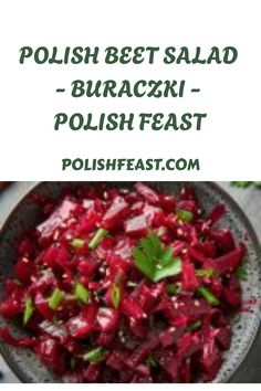 polish beet salad with text overlay