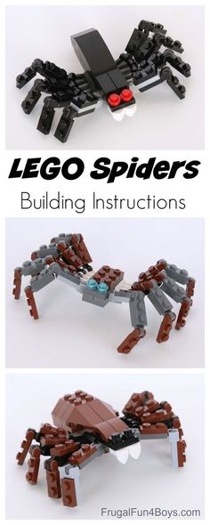 lego spider is shown with instructions to build it