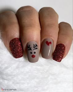 Christmas Gel, Christmas Nails Easy, Cute Gel Nails, Christmas Nails Acrylic, Festival Nails, Dipped Nails, Xmas Nails