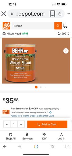 an ad for behr wood stain on the app store