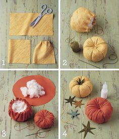 the instructions for how to make fabric pumpkins