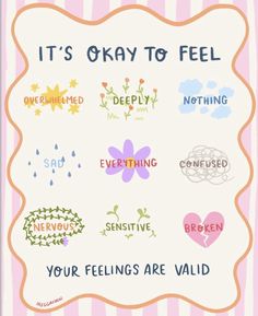 a poster with the words it's okay to feel