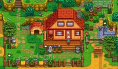 the farm town is shown in this screenshot from the game, which features several houses and