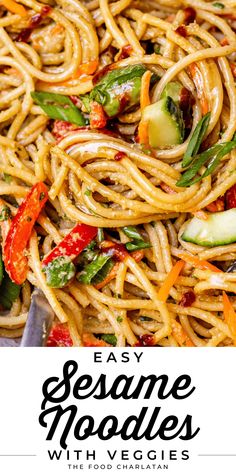 easy sesame noodles with veggies is the perfect side dish for any pasta lover