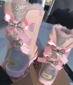 Boots With Bows, Pink Ugg Boots, Cute Uggs, Fluffy Shoes, Pink Uggs, Jordan Shoes Girls, Cute Nike Shoes, Fresh Shoes, Hype Shoes