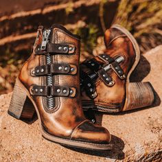 Freebird BECKETT - Individually hand crafted from start to finish. Freebird Shoes, Cute Cowgirl Boots, Freebird Boots, Handcrafted Boots, Freebird By Steven, Wooden Heel, Round Toe Heels, Ankle Bootie, Leather Booties