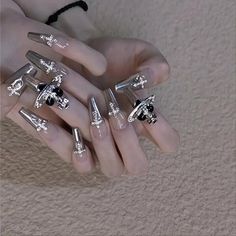 New Reusable High Quality Press On Nails Comes in Size S, M, L -2 sheets * glue sticker -1 * mini nail file -1 * wooden stick Diamond Nail Art, Press On Nails Long, Cute Cross, Y2k Nails, Nails Set, Fake Nails With Glue, Coffin Nails Long, Nail Length, False Nail