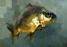 an oil painting of a fish in the water