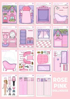 the pink dollhouse is full of furniture and accessories