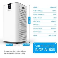 the air purifier info features information for each product