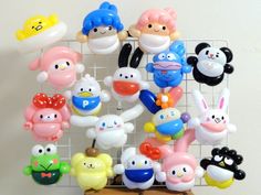 Chibicoro Balloon, Cinnamoroll Party, Balloon Twisting Ideas, Balloon Candy Cups, Balloon Character, Pokemon Balloons, Cute Balloons, Balloon Face, Animal Balloons