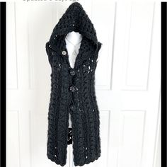 Gorgeous! Rare Chanel Vest With 3 Working Cc Gripoix Logo Buttons & 2 Cc Emblazoned Buttons At Neckline. Excellent Condition 100% Authentic Chanel Vest, Chanel Jackets, Coats Vintage, Chanel Jacket, Black Crochet, Sleeveless Vest, Vintage Chanel, Crochet Patterns, Jackets & Coats