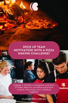 a flyer for a pizza making competition with the words, spice up team motivnation with