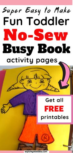 an easy no sew busy book for toddlers to learn how to draw and color