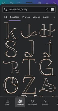 an iphone screen showing the font and numbers for each letter, which are in different styles