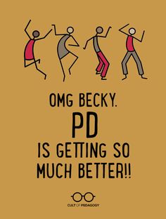 an image of some people dancing together with the words omg becky pd is getting so much better