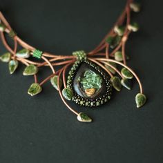 nature jewellery Necklace Ceramic, Beautiful Beadwork, Beading Techniques, Ceramic Beads, Nature Jewelry, Artistic Jewelry, Art Jewelry, Gothic Fashion