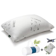 the pillows are next to an airplane pillow