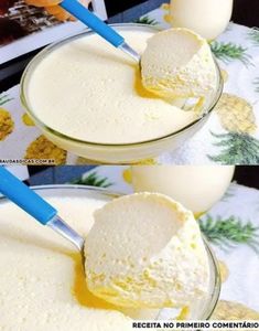 two bowls filled with ice cream sitting on top of a table