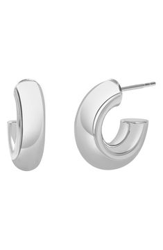 A high-polish finish gives glowing shine to chunky hoop earrings handcrafted from 14-karat gold. 5mm hoop diameter Post back 14k gold Made in Italy Bony Levy, Chunky Hoop Earrings, In Italy, Hoop Earrings, White Gold, Nordstrom, Italy, Gold