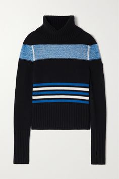 Loro Piana's 'Courmayeur' sweater is reminiscent of '70s ski styles. It's knitted from the label's supreme cashmere with sporting stripes and has a snug turtleneck. Vintage Knitwear, Latest Sweater, Ski Fashion, Wool Turtleneck, Cashmere Turtleneck, Yellow Sweater, Loro Piana, Beige Sweater, Wool Blend Sweater