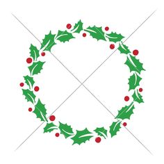 a holly wreath with red berries and green leaves on it, cut out into the shape of a circle