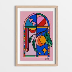 This colourful stained-glass inspired print is perfect for your home, office, bedroom, dorm, bookshelf - or as a gift. I drew this digitally and it's been printed professionally on super smooth matte cardstock, formatted and trimmed as a 5x7 inch print. Stained Glass Pink, Dorm Bookshelf, Stained Glass Rainbow, Wall Decor Dorm, Stained Glass Painting, Rainbow Wall Decor, Colourful Wall Art, Stained Glass Paint, Wall Art Pink