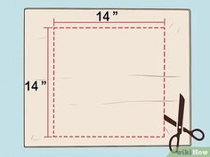 a pair of scissors sitting on top of a piece of paper with the measurements for each square