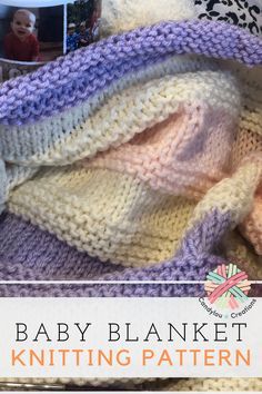 a knitted blanket with the words baby blanket knitting pattern