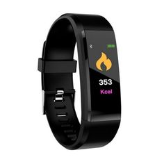 the fitbit smart watch is shown in black