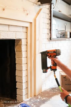 Our Brick Fireplace Makeover - The Wood Grain Cottage Brick Fireplace Wall, Fireplace Trim, Red Brick Fireplaces, Cottage Fireplace, Painted Brick Fireplace, Diy Fireplace Makeover, Fireplace Diy