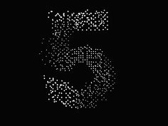 the letter s is made up of small white dots on a black background, and it appears to be half - circle