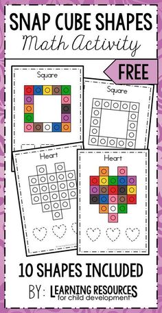 the free printable snap cube shapes math activity for kids