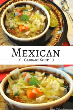 mexican cabbage soup with carrots and celery in a bowl