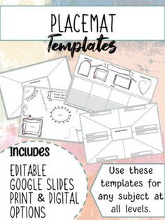 an image of placemat templates for google slides and digital options with text below