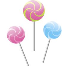 three colorful lollipops sitting on top of each other