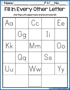 the fill in every other letter worksheet for kids to practice their handwriting skills