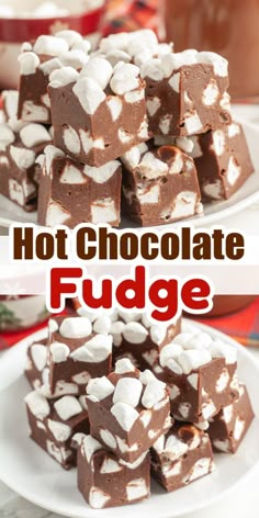 hot chocolate fudge with marshmallows in the middle on a white plate