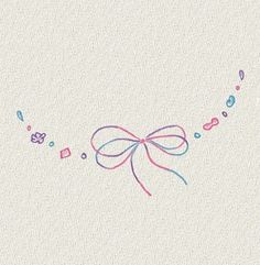 an image of a bow on the side of a white paper with blue and pink ribbons