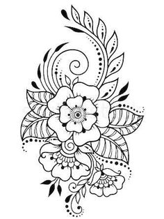 a black and white drawing of flowers on a white background royalty illustration for coloring books