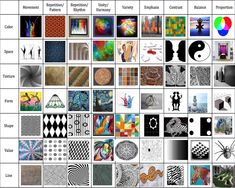 an image of art collage with many different colors and patterns on it's squares