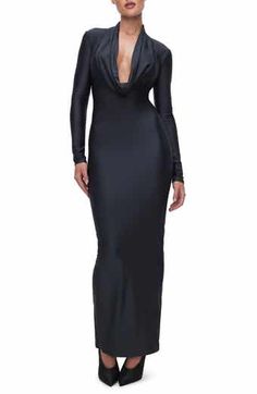 EDIKTED Susan Off the Shoulder Long Sleeve Maxi Dress | Nordstrom Label Shapes, Off The Shoulder Long Sleeve, Cowl Neck Long Sleeve, Maxi Jersey Dress, A Hug, Long Sleeve Maxi, Dress Cuts, Good American, Long Sleeve Maxi Dress