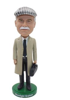 a bobble head figurine with a hat and coat