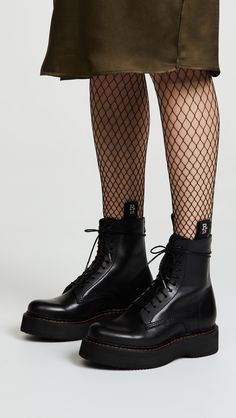 R13 Platform Combat Boots | SHOPBOP R13 Boots, Boots Street Style, Platform Combat Boots, Doc Marten Oxford, Denim Branding, Motorcycle Boots, Thick Heels, Rubber Heels, Dr. Martens